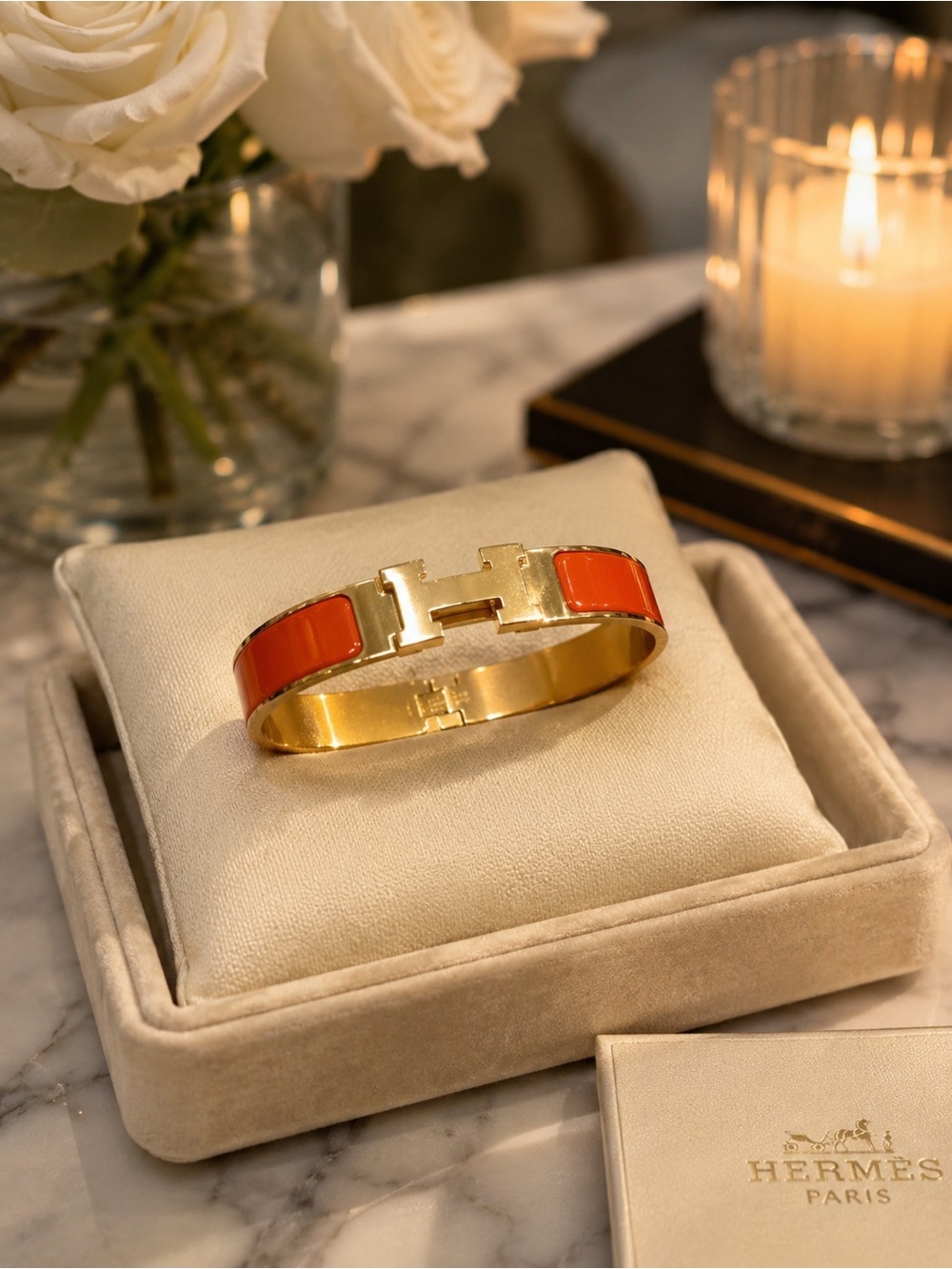 Orange and Gold H Bracelet - Picture 2 of 4